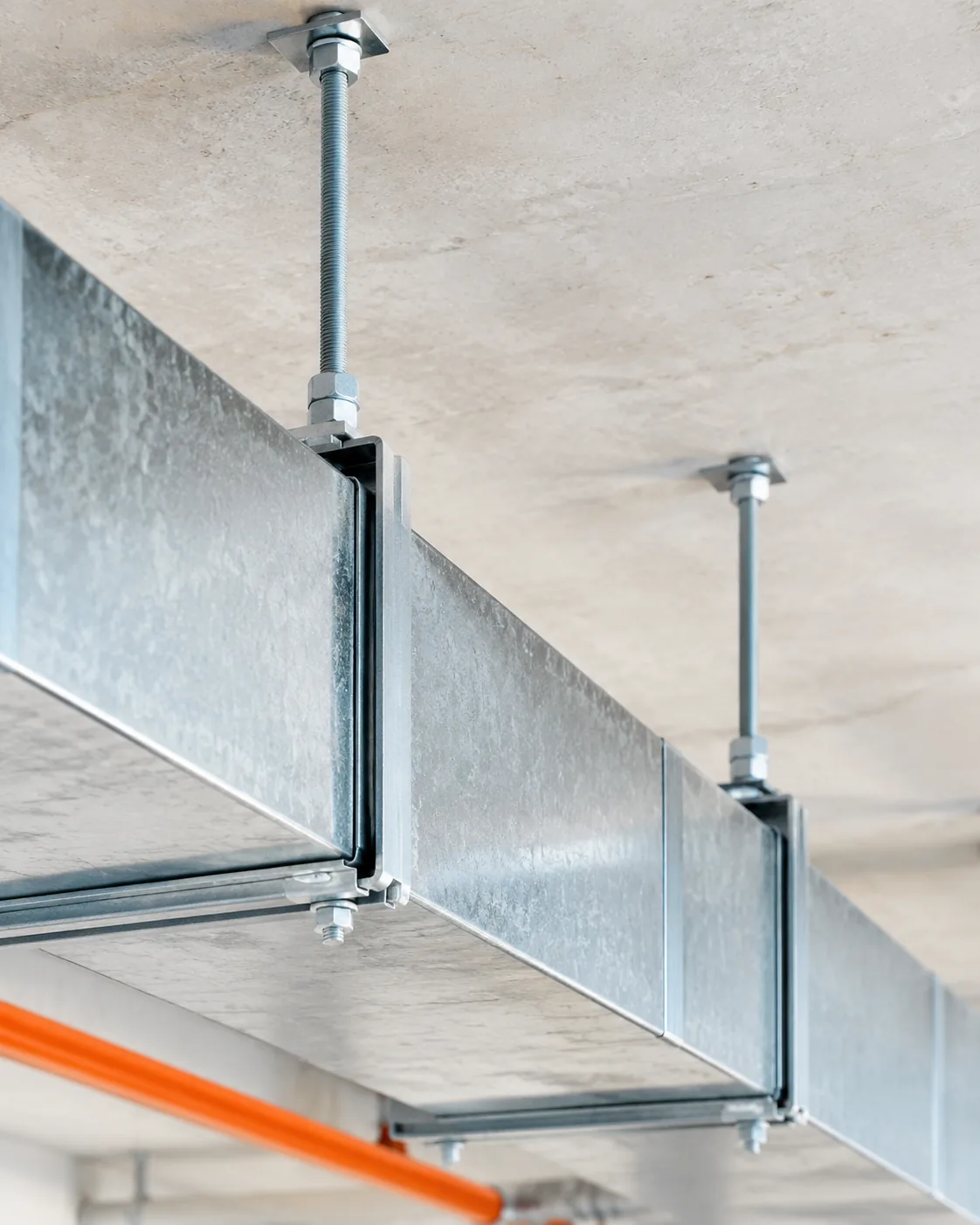 Support brackets carrying a modified duct run