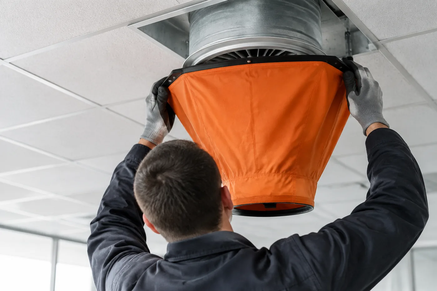 Volume control damper set on a branch duct